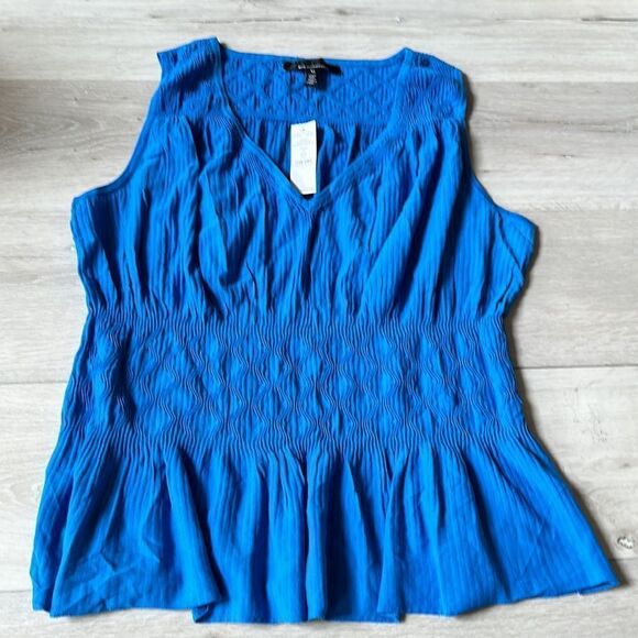 WhiteHouseBlackMarket Sleeveless Mixed Stitch Peplum Top Blue XL NWT - Picture 5 of 7
